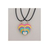 Zuum Accessories 2 li Rengarenk Kalp Model İP kolye , Arkadaşlık Kolyesi , Best Friends