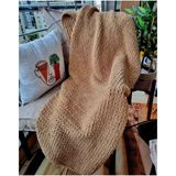 Zuviel Deco 65X150 Puffy Polar El Yapımı Diz Battaniyesi Koltuk Battaniyesi Koltuk Şalı Bej / Tek Ebat - 150 x 65 cm