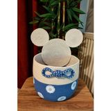 Zuviel Deco El Yapımı Mavi Mickey Oyuncak Sepeti Ekru Renkli Çok Amaçlı Düzenleyici Standart Boyut