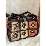 Zuviel Deco El Yapımı Örgü Motif Desenli Astarlı Hasır Çanta Siyah / 35 x 25 - 00-Siyah