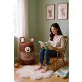 Zuviel Deco Handmade 40x28 El yapımı kapaklı ayıcık düzenleyici oyuncak sepeti