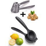 ZUZU MADE 2'li Set Büyük Boy Portakal Sıkacağı Limon Sıkacağı Narenciye Sıkacağı Döküm 23 cm ve Ceviz Kıracağı Metal Yaylı