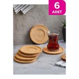 ZUZU MADE 6 Adet Bambu Çay Tabağı Altlığı Yuvarlak - Fincan Altlığı - Bardak Altlığı