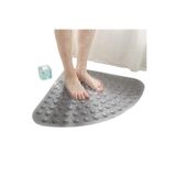 ZUZU MADE Antrasit Gri Renk Vantuzlu Köşe Banyo Duş Kaydırmazı ve Banyo Duş Paspası 54x54 cm Pearlette Mat