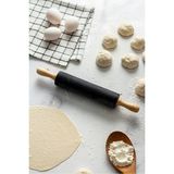 Zuzu Made Bambu Saplı Siyah Silikon Merdane Oklava Tekli Hamur Börek Baklava Açma Merdanesi 42 cm