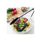 ZUZU MADE Metal Kızartma Maşası Silikon Uçlu Maşa Siyah Renk Izgara Maşası Salata Makarna Servis Maşası Mangal