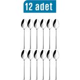 Zuzu Made Paslanmaz Çelik Lüks Çay Kaşığı 12 Adet Çubuk Model - Gümüş