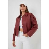 Zuzudan Kadın Klasik Yaka Oversize Kiremit Ceket - 40