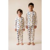 Zuzunga Araba Desenli %100 Pamuk Süprem Kumaş Erkek Bebek - Çocuk Pijama Takımı - 4 - 5 Yaş - Beyaz