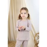 Zuzunga Basic Fitilli İnterlok Kumaş Pamuk 1-5 Yaş Vizon Bebek Pijama Takımı