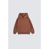 Zuzunga Basic Kapüşonlu Şardonlu Kanguru Cep Detaylı Çocuk Sweatshirt 3-12 Yaş - Kahverengi - 6 - 7 Yaş