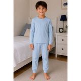 Zuzunga Soft Mavi %100 Pamuk Basic Erkek Çocuk Pijama Takımı - 4 - 5 Yaş