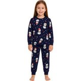 Zuzunga Unisex Yılbaşı Kardan Adam Desenli Çocuk Pijama Takımı - 7 - 8 Yaş - Lacivert