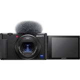 ZV-1 Vlog Kamerası, 3" inç Dokunmatik LCD, 2.7 x Zoom, 20.1 MP, 24-70 mm Lens, 3 Mikrofon, HDMI, Siyah
