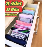 Zvenn 3 Adet 11 Gözlü Çekmece Içi Organizer & Düzenleyici Cepli Çamaşır Çorap Kravat Organizeri