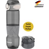 Zweikell Rezon Switch Charcoal Bpa Içermez 650 ml Tritan Kırılmaz Suluk - Su Matarası - Yedek Kapak Hediyeli