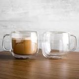 Zwıllıng Çift Camlı Kulplu 2'li Cappucino Bardak Seti - 450 ml