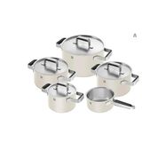 ZWILLING Pure tencere seti, 5 parça, 18/10 paslanmaz çelik, seramik dış kaplama, Stay-Cool kulplar, bulaşık makinesinde yıkanabilir, fildişi beyazı