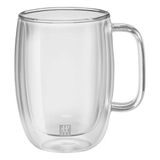 Zwilling Sorrento Plus 2'li Çift Cidarlı Latte Bardağı 450 ml Cam Kulplu Desensiz Şık Sunum