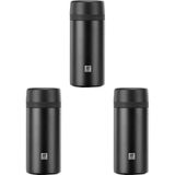 Zwilling Thermo Çay Demlikli Matara, Paslanmaz Çelik, Siyah, 420 ml 3lü paket