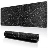 ZXUZKEA Oyun Mouse Pad Topografik Harita Uzun Fare Altlığı Büyük 90 x 25,8 cm Masa Mat Kaymaz Tabanlı Dikişli Kenar Klavye Matı Ofis Masası Pedi için (Siyah)