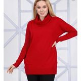 Zy Plus Bordo Şal Yaka Ince Triko Tunik Kazak - Standart - 03R-Bordo