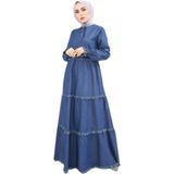Zy Plus Mavi Kot Uzun Kollu Boydan Yazlık Elbise - 38