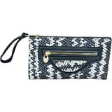 Zy Plus Siyah Beyaz Desenli Portföy Cüzdan 23 x 13 cm - Açık Siyah - Beyaz