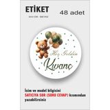 ZY TASARIM ZY İsme Özel Doğumm Günü Babyshower Hoşgeldin Bebek Etiketi 3cm 48 Adet Etiket