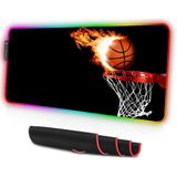 ZYCCW Dikişli Kenarlı Büyük RGB Oyun XXL Mouse Pad 31.5 × 15.7 × 0.15 Ateş Basketbol Mouse Mat Özelleştirilmiş Genişletilmiş Parlayan Led Oyun Mouse Pad Kaymaz Kauçuk Taban Bilgisayar için Ergonomik