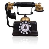 ZYMY Antika Telefon, Retro Tarz, Reçine Dekoratif Telefon, Döner, Cafe, Bar, Pencere, Aksesuar, Siyah, Reçine Dekorasyon
