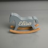 Zyt Tasarım Sallanan At Ahşap Oyuncak Dekor Isimli - Gri