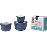 - Çok Amaçlı Cirqula Round 3 Parçalı Set - Kapaklı Saklama Kabı - Saklama Kutusu, Buzdolabı, Derin Dondurucu ve Mikrodalga Fırın Kabı Olarak Uygundur - 500 Ml, 1000 ml & 2000 ml - Nordic Denim
