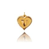 0.25 gr 14 Ayar V Harfi Kalp Kolye Ucu