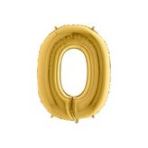 0 Rakam Altın Folyo Balon 102Cm
