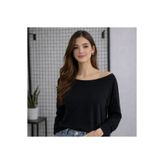 02Lady Fashion Kayık Yaka Yumuşak Dokulu Düşük Omuz Köpük Kumaş Bluz