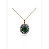 1.00 Karat Oval Zümrüt Elmas Kolye