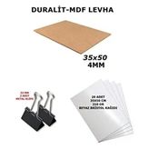 1 Adet 35X50 cm 4mm Duralit, 2 Adet 32 mm Klips Ve 20 Adet Beyaz Bristol 210 gr