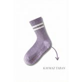 1 Çift Mor Yoga Pilates Kaydırmaz Çorap