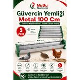 100 cm Galvaniz 5 Adet Metal Kanatlı Yemliği, Güvercin Tavuk Bıldırcın ve Keklik İçin Uzun Kümes Yemliği