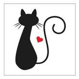 100 cm Kalpli Kedi Folyo Sticker