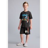 %100 Pamuk 2li Pijama Takımı Kısa Kollu Pijama Üstü Şort Pijama Altı Erkek Çocuk H5400A826HS