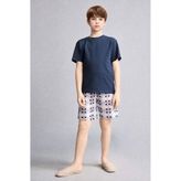 %100 Pamuk Baskılı Tişört Şort Pijama Takımı Erkek Çocuk