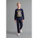 %100 Pamuk Fenerbahçe Lisanslı Bisiklet Yaka Uzun Kollu Üst Jogger Alt Pijama Takımı Erkek Çocuk