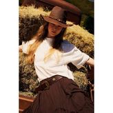 %100 Pamuk Manuka x DeFacto Boxy Fit Bisiklet Yaka Kısa Kollu Tunik H5573AX26SM - Ekru-ER105