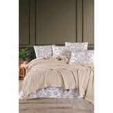 %100 Pamuklu Soho Premium Taş Renkli Tek Kişilik Ponponlu Pike Takımı - 160 x 240 cm