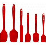 1001 Drongo Isıya Dayanıklı Yanmaz Yapışmaz Silikon Spatula Seti 6 Parça Kırmızı