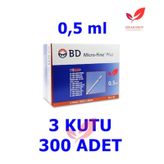 (100'Lu 3 Kutu) 0.5 Ml Bd Micro-Fine Plus İnsülin Enjektörü