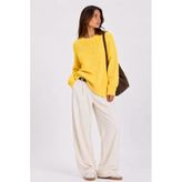 1039 Kadın Salaş Yumuşak Dokulu Oversize Basic Triko Kazak Sarı