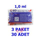 (10'Lu 3 Paket) 1.0 Ml Bd Micro-Fine Plus İnsülin Enjektörü